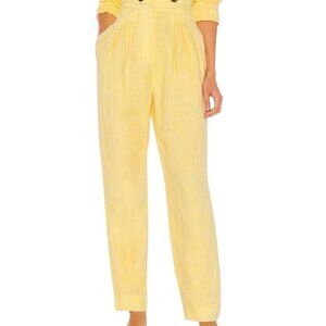 Revolve LPA Medium Kameron Pant Butter Yellow Linen Blend Pleated Front Pockets